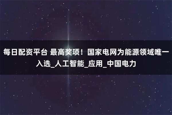 每日配资平台 最高奖项！国家电网为能源领域唯一入选_人工智能_应用_中国电力